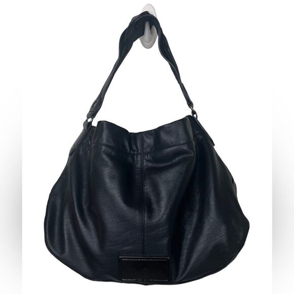 NWOT Lg Ted Baker Blk Leather Hobo w/Braided Interlaced Shoulder Strap w/5" Drop - Picture 8 of 12